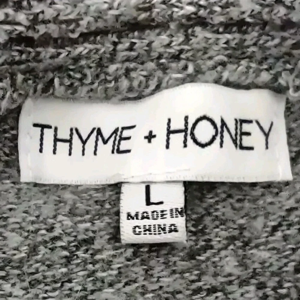 Thyme & Honey Women's Size L Long Sleeve Super Soft Gray Sweater Pullover V Neck